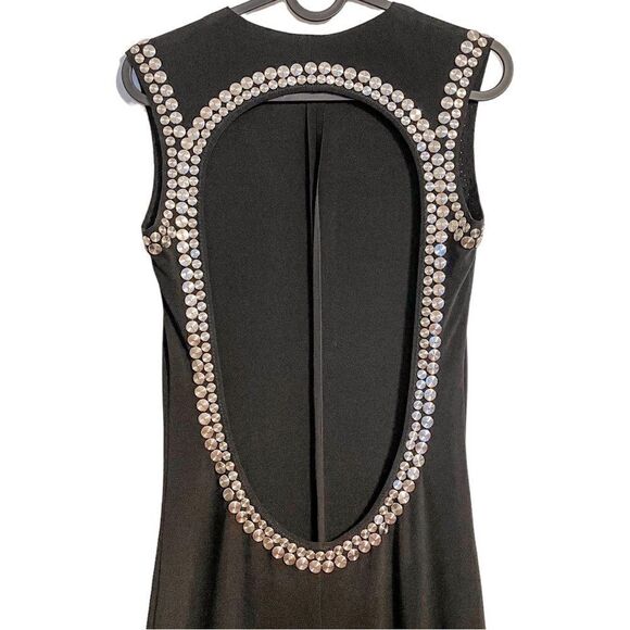 Norma Kamali Studded Open Back Stretch Jersey Jumpsuit Black - Picture 8 of 12